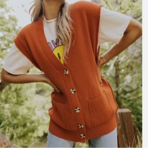 FREE PEOPLE Oakleigh Sweater Vest in Myrrh size XS